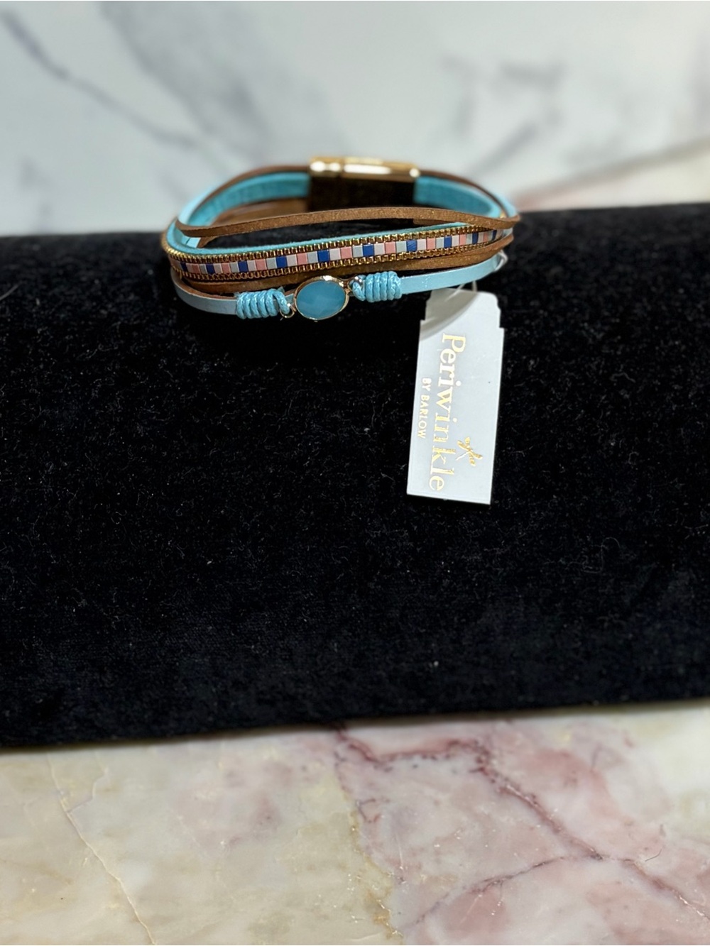 Periwinkle by Barlow Turquoise and Brown Multi-Strand Bracelet